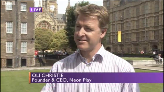 Oli Christie of Neon Play live on BBC TV