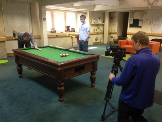 BBC Points West filming Neon Play playing pool