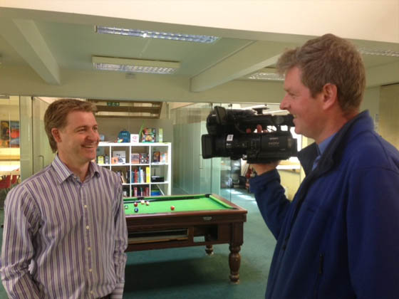 BBC Points West filming Neon Play's CEO Oli Christie