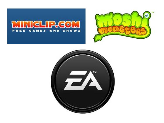 Miniclip, Moshi Monsters and EA logo