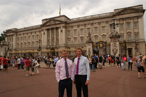 Oli Christie and Mark Allen at Buckingham Palace