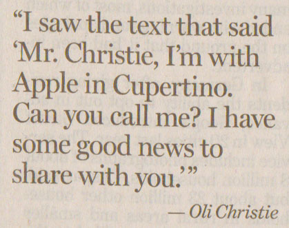 San Jose Mercury News Oli Christie quote
