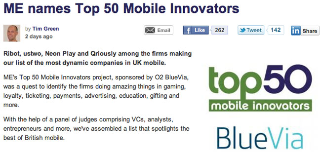 ME Top 50 Mobile Innovators Neon Play