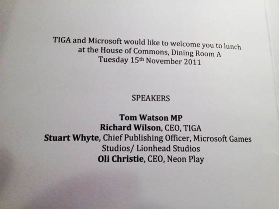 Speaker list at TIGA event