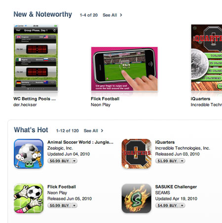 Flick Football in iTunes under New & Noteworthy