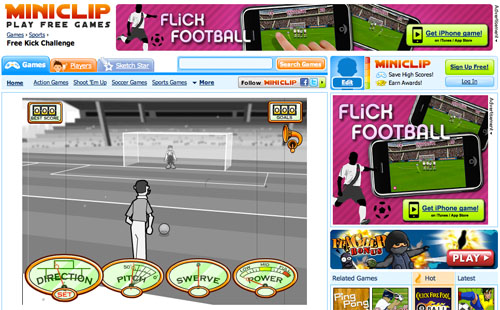 Flick Football banners on Miniclip