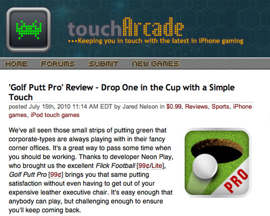 Touch Arcade Golf Putt Pro review