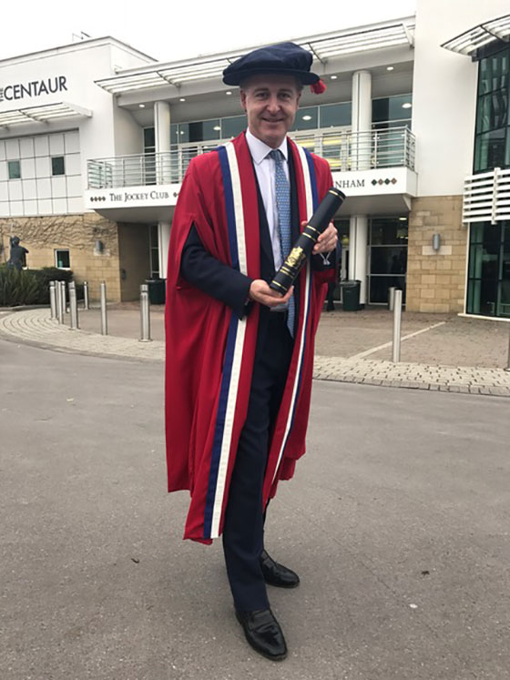 Oli Christie receives Honorary Degree from the University of Gloucestershire
