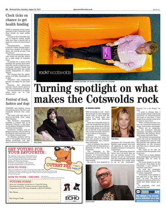 Rock the Cotswolds article in Glos Echo