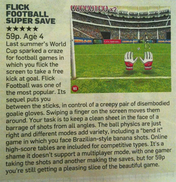 Flick Football Super Save Sunday Times review