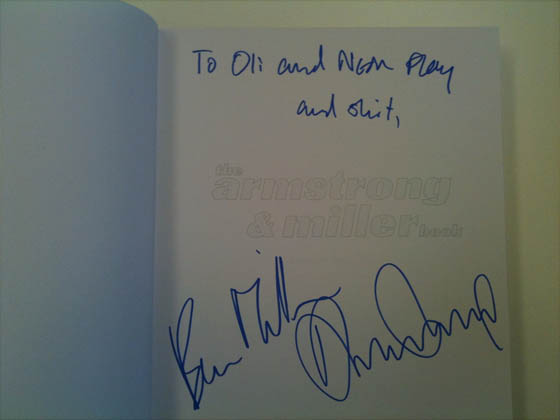 Armstrong & Miller book autographed for Neon Play